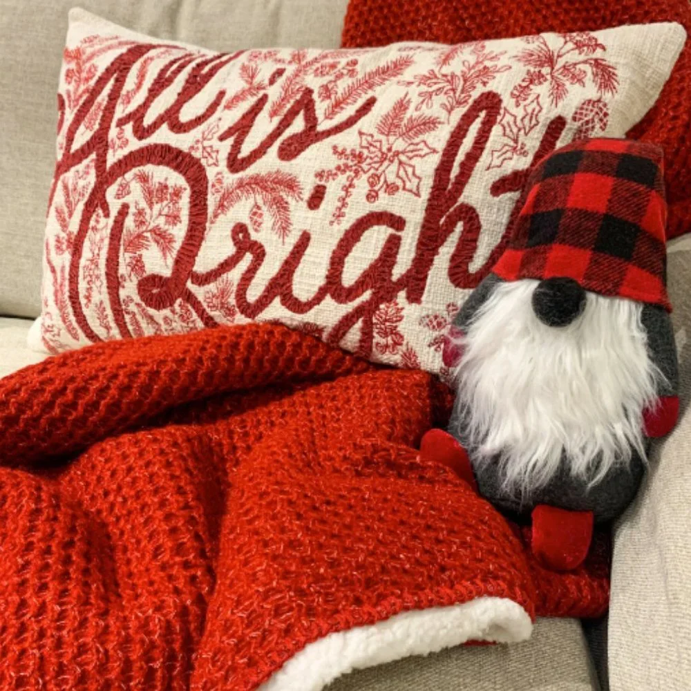 Pottery Barn All is Bright Embroidered Lumbar Throw Pillow Cover